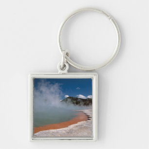 Dampfaufgang aus dem Champagne Pool auf WAI-O-TAPU Schlüsselanhänger