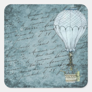 Dampfballon-Dämmerung-Blau-Handschrift Quadratischer Aufkleber