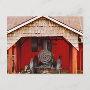 Dampfbetriebener antiker Traktor Postkarte