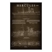 Dampfboot HERCULES Blueprint 1907 Fotodruck (Vorne)