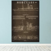 Dampfboot HERCULES Blueprint 1907 Leinwanddruck (Insitu (Holzboden))