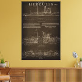 Dampfboot HERCULES Blueprint 1907 Leinwanddruck (Insitu (Wohnzimmer))