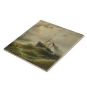 Dampfboot in einem Sturm an der Nordsee Fliese (Seite)
