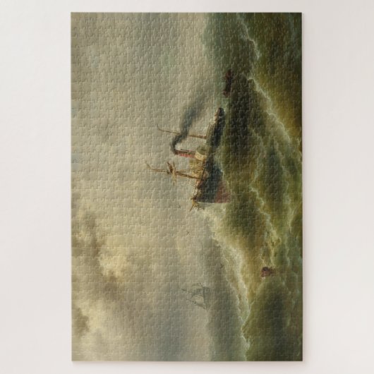 Dampfboot in einem Sturm an der Nordsee Puzzle (Vertikal)