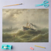 Dampfboot in einem Sturm an der Nordsee Seidenpapier (Basteln)