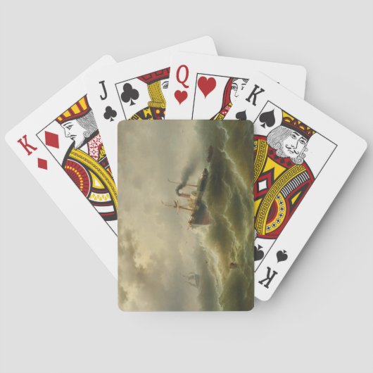 Dampfboot in einem Sturm an der Nordsee Spielkarten (Rückseite)