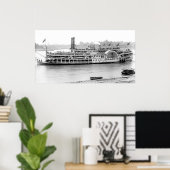 Dampfboot 'Island Queen' 1906 BW Poster (Heimbüro)