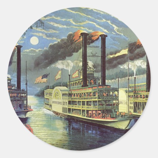 Dampfboote für Vintage Transport- und Reiseschiffe Runder Aufkleber (Vorderseite)