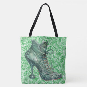 Dampfbunker-Grüne Stiefel auf Rosen große Schulter Tasche