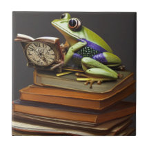 Dampfbunt-Frosch und -Uhr Keramikfliese