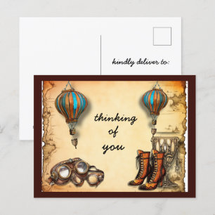 Dampfbuntstiefel, Schutzbrille Heißluftballons Postkarte