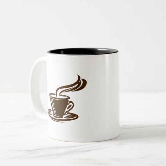Dampfcup des Kaffees Zweifarbige Tasse (Vorderseite Links)
