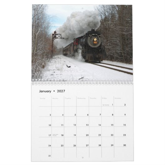 Dämpfen durch den Jahr-Kalender Kalender (Jan 2027)