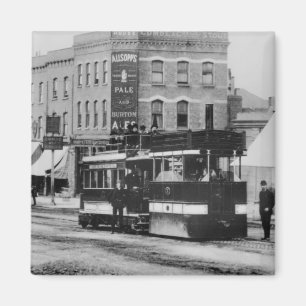 Dämpfen Sie Tram in Nordlondon in den 1880s Magnet