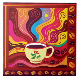 Dampfende Kaffeetasse Muster Fliese