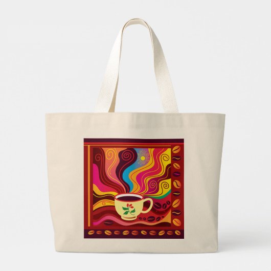 Dampfende Kaffeetasse Muster Jumbo Stoffbeutel (Rückseite)