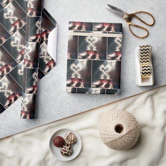 Dampfende Kaffeherzen Geschenkpapier (Kunsthandwerk)