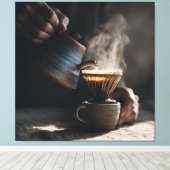 Dampfende Keramik Pour Over Leinwanddruck (Insitu (Holzboden))