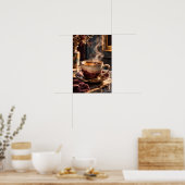 Dampfende rustikale Kaffeetasse – Gemütlicher Morg Poster (Küche)