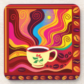 Dampfende Tasse Kaffee Muster Getränkeuntersetzer (Vorderseite)