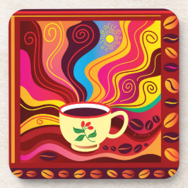 Dampfende Tasse Kaffee Muster Getränkeuntersetzer