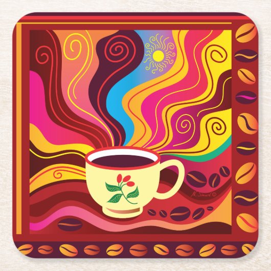 Dampfende Tasse Kaffee Muster Rechteckiger Pappuntersetzer (Vorderseite)