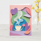 Dampfende Tasse mit Herz Karte (Gelbe Blume)