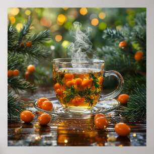 Dampfender Kräutertee Poster