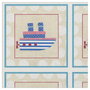 Dampfer mit Propeller und blauen Smokestacks Stoff