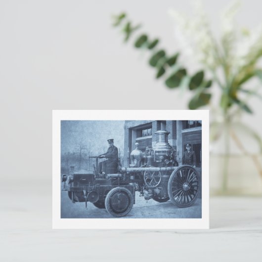 Dampffeuerlöschpumpe Motor Postkarte (Stehend Vorderseite)