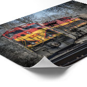 Dampfgetriebene Reise: Antike Zugkunst Poster (Ecke)