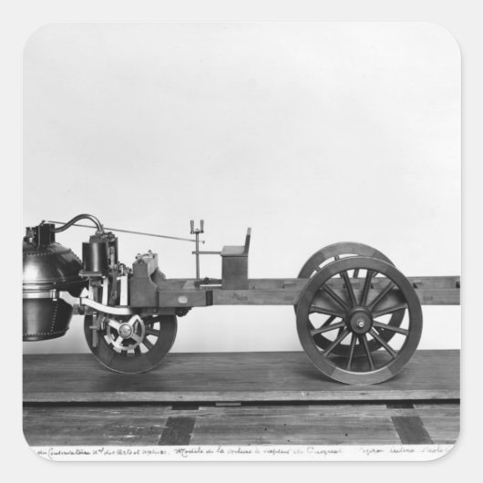 Dampfgetriebenes Auto erfunden Quadratischer Aufkleber (Vorderseite)