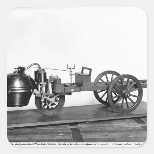 Dampfgetriebenes Auto erfunden Quadratischer Aufkleber (Vorderseite)