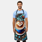 Dampfgitter und Cappuccino Kaffeedesign Schürze (Getragen)