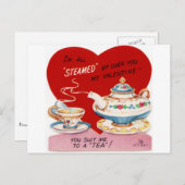 Dampfiger Valentinsgruß Feiertagspostkarte (Vorne/Hinten)