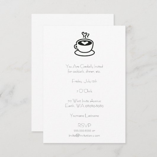 Dampfkaffee-Cup mit Herzdesign Einladung (Vorne/Hinten)