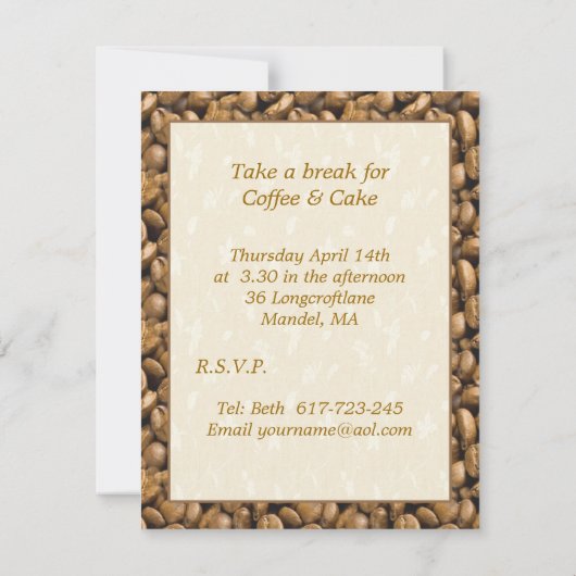 Dampfkappuccino-Kaffeetasse Party Einladung (Rückseite)