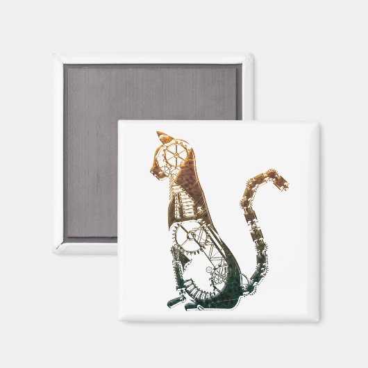 Dampfkatzenmagnet Magnet (Vorderseite/Rückseite)