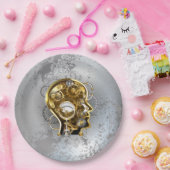 Dampfkopf mit Manometer Pappteller (Party)