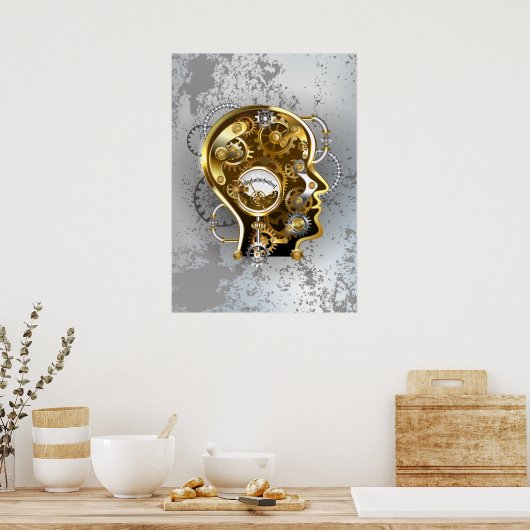 Dampfkopf mit Manometer Poster (Küche)