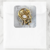 Dampfkopf mit Manometer Quadratischer Aufkleber (Tasche)