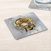 Dampfkopf mit Manometer Rechteckiger Pappuntersetzer (angewinkelt)