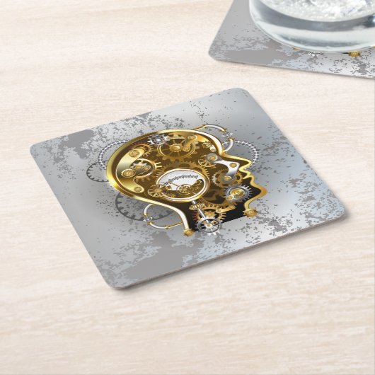 Dampfkopf mit Manometer Rechteckiger Pappuntersetzer (angewinkelt)