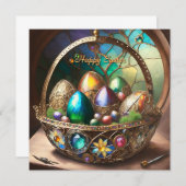 Dampfkorb Osterkorb gefüllt mit farbigen Eiern (Vorne/Hinten)