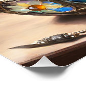 Dampfkorb Osterkorb gefüllt mit farbigen Eiern Poster (Ecke)