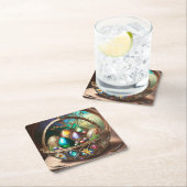 Dampfkorb Osterkorb gefüllt mit farbigen Eiern Rechteckiger Pappuntersetzer (Vor Ort)