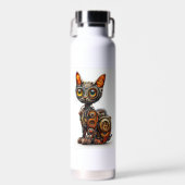 Dampfkraft-Schnurren � Steampunk-Roboterkatze Trinkflasche (Vorne)