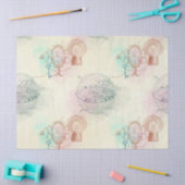 Dampfleuchten, Mikrofone und Farbtöne auf Gelb Seidenpapier (Basteln)