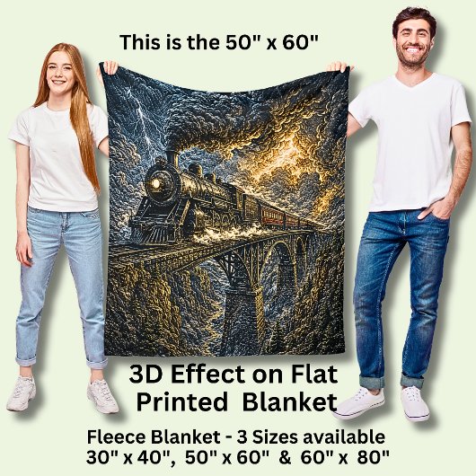 Dampflok auf einer Brücke (3D-Effekt) Fleece-Decke Fleecedecke