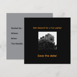 Dampflok-Einladung zur Party Save The Date